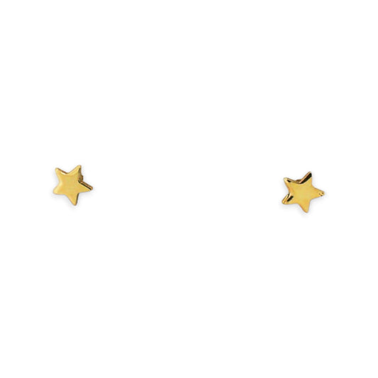 Polished Yellow Gold Mini Star Earrings
