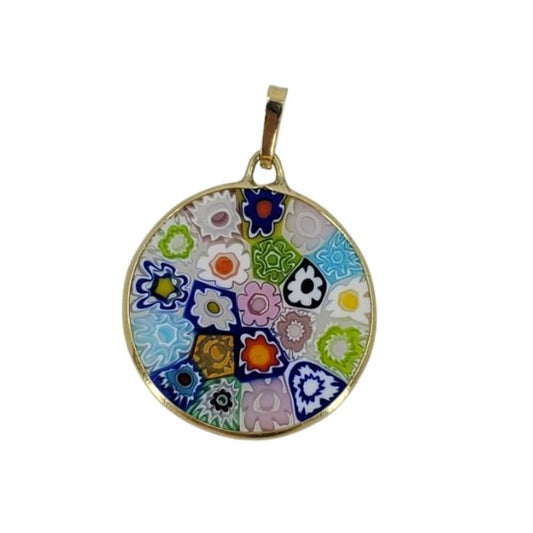 Yellow Gold Murano Millefiori Pendant