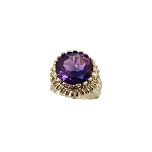 Yellow Gold Wire Ring with Lab Created Round Alexandrite