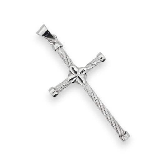 White Gold Cable Cross Pendant