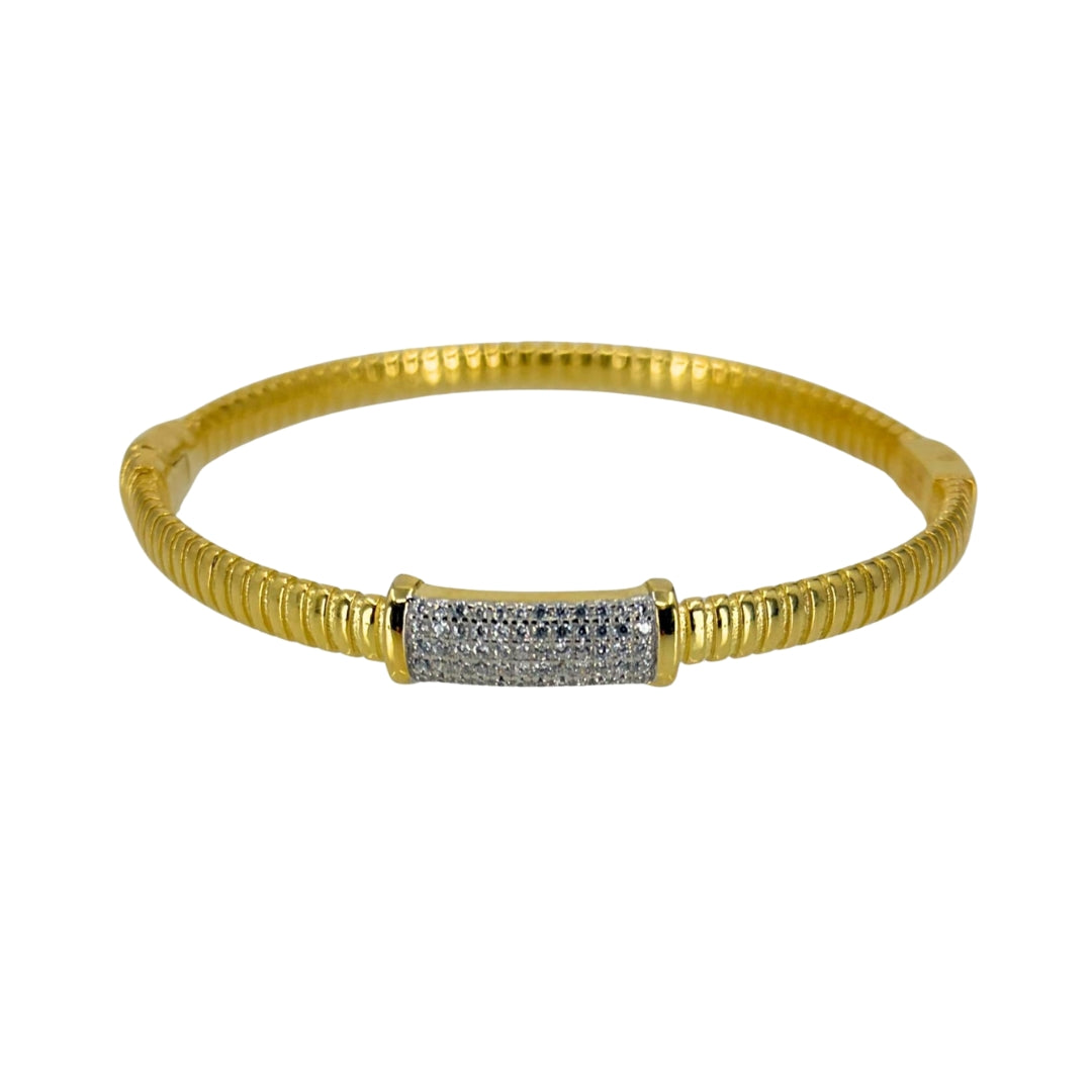 Yellow Silver Cz Bangle Bracelet