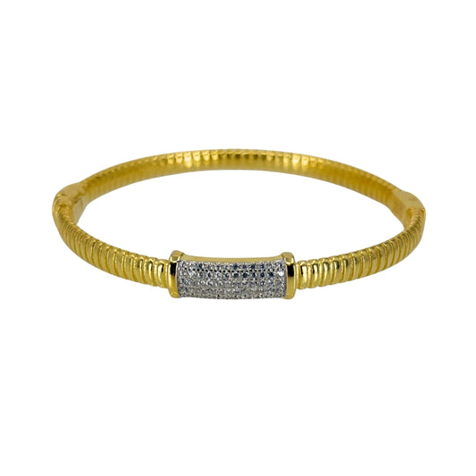 Yellow Silver Cz Bangle Bracelet