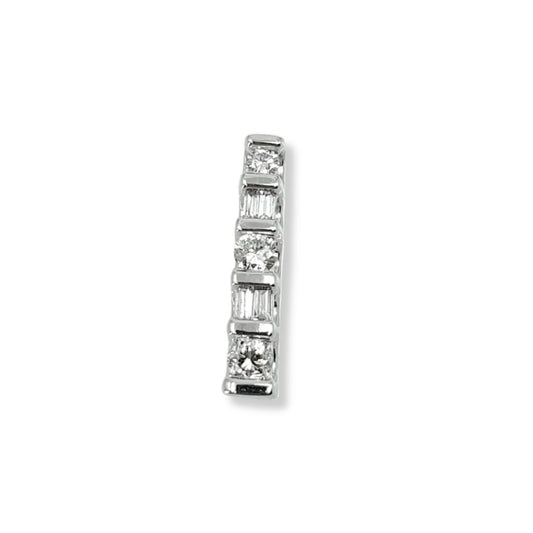 White Gold Diamond Drop Bar Channel Set Pendant