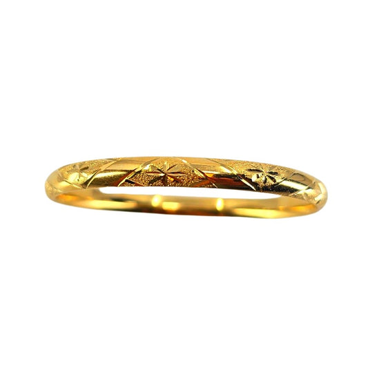 Yellow Gold Engraved Children's Bangle Bracelet