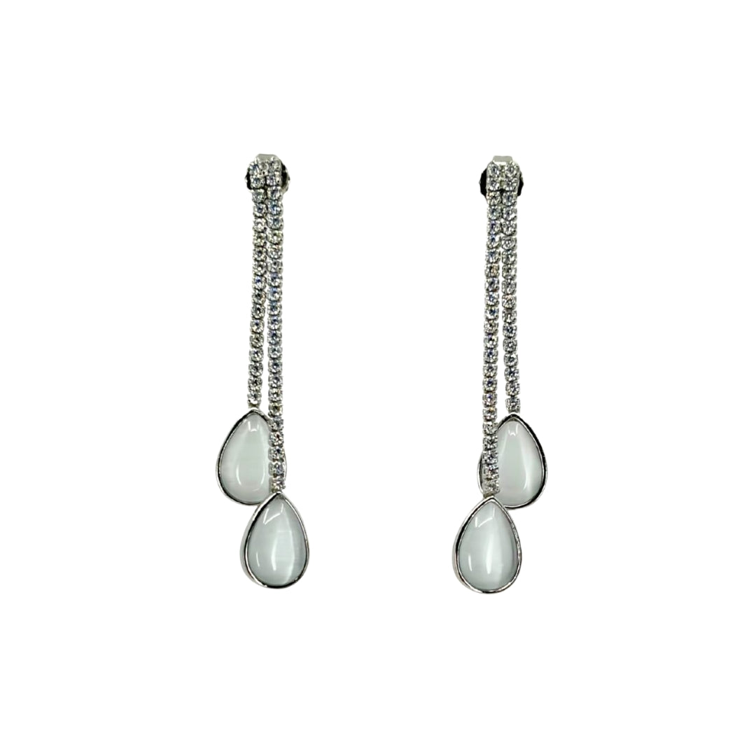Silver Pear Mother of Pearl Drop Earrings