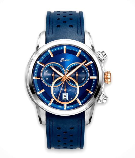 Two Tone Stainless Steel Blue and Rose Chrono Watch