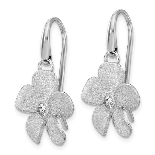 White Sterling Silver Flower Drop Earrings