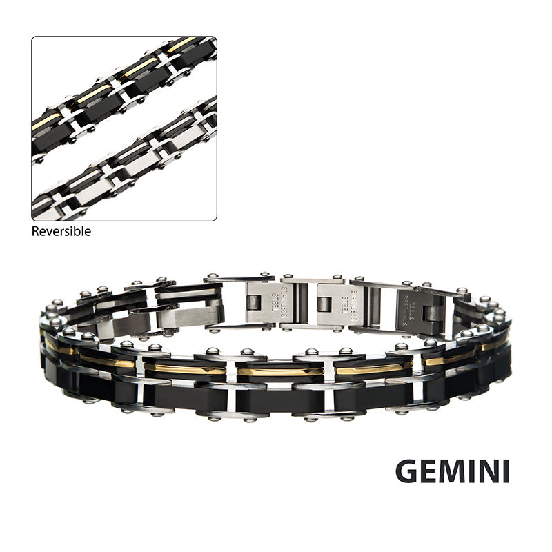 Stainless Steel Gold/Black Reversible Bracelet
