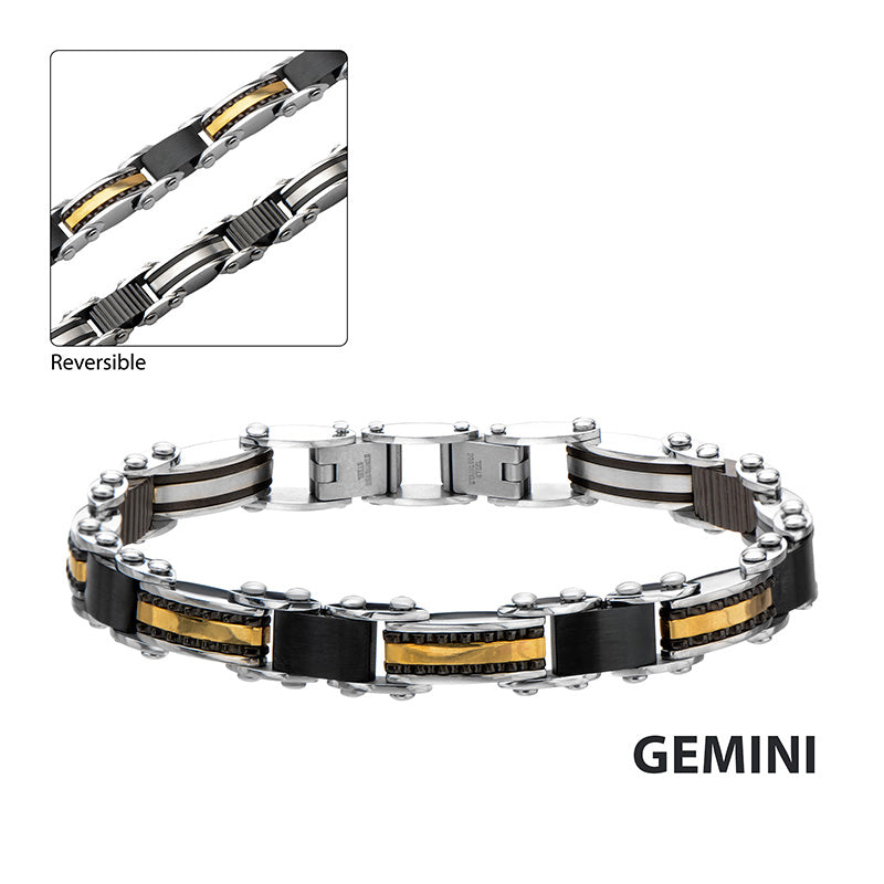 Double Sided Black and Gold Steel Bracelet