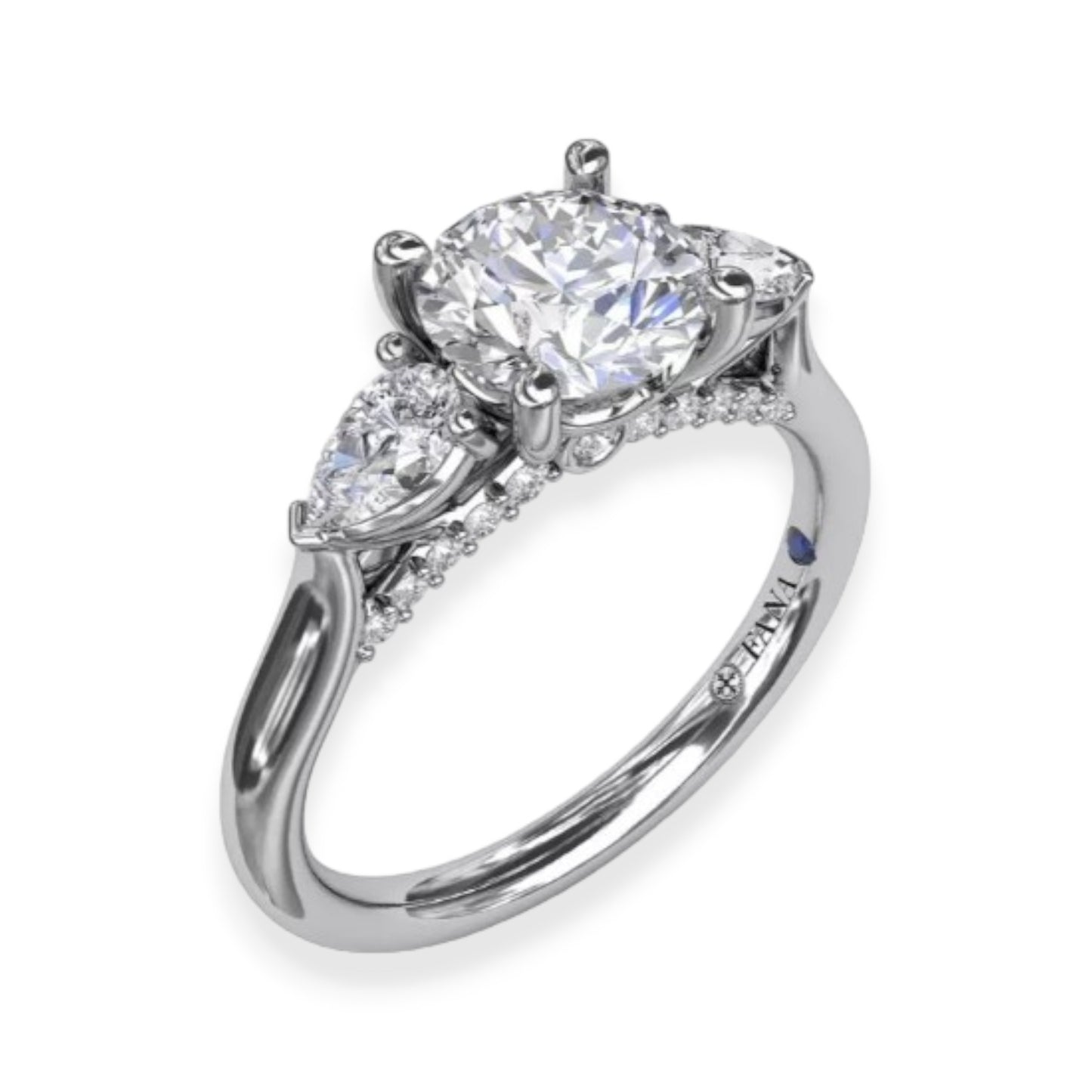 White Gold Three Stone Diamond Engagement Ring