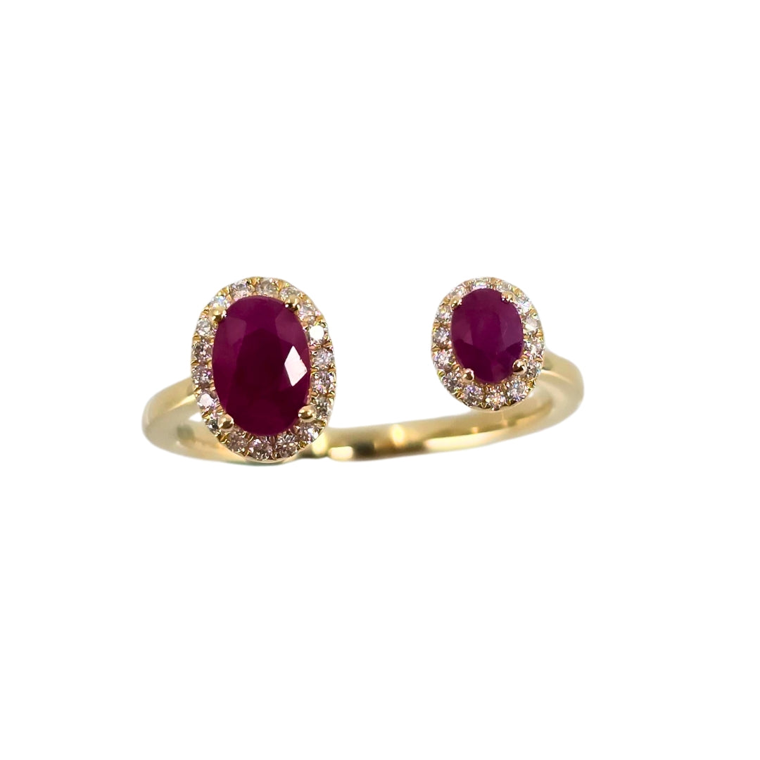Yellow Gold Oval Ruby and Diamond Ring