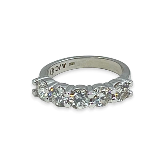 White Gold Wedding Band with Round Diamonds