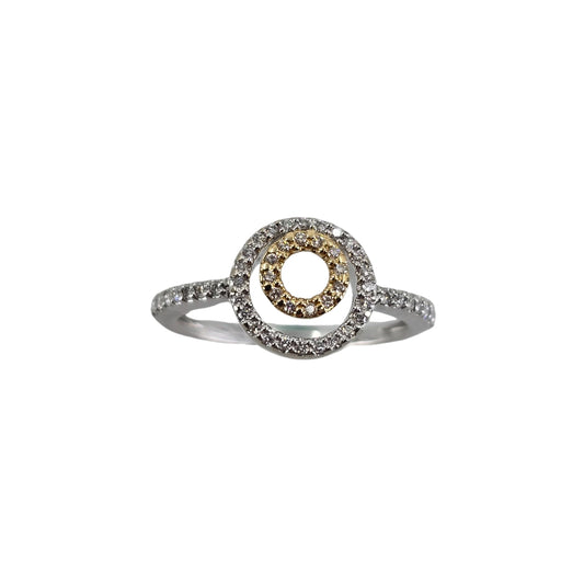 Two Tone Double Circle Diamond Ring