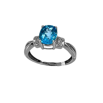 White Gold Blue Topaz Contemporary Ring