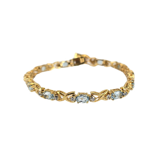 Silver Blue Topaz and White Sapphire Gemstone Bracelet