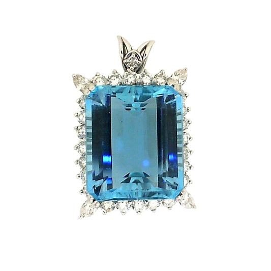 White Gold Aquamarine Wirework Pendant