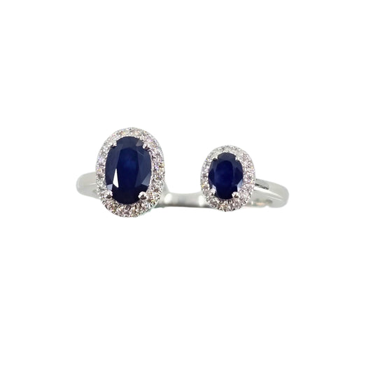 White Gold Oval Sapphire and Diamond Ring
