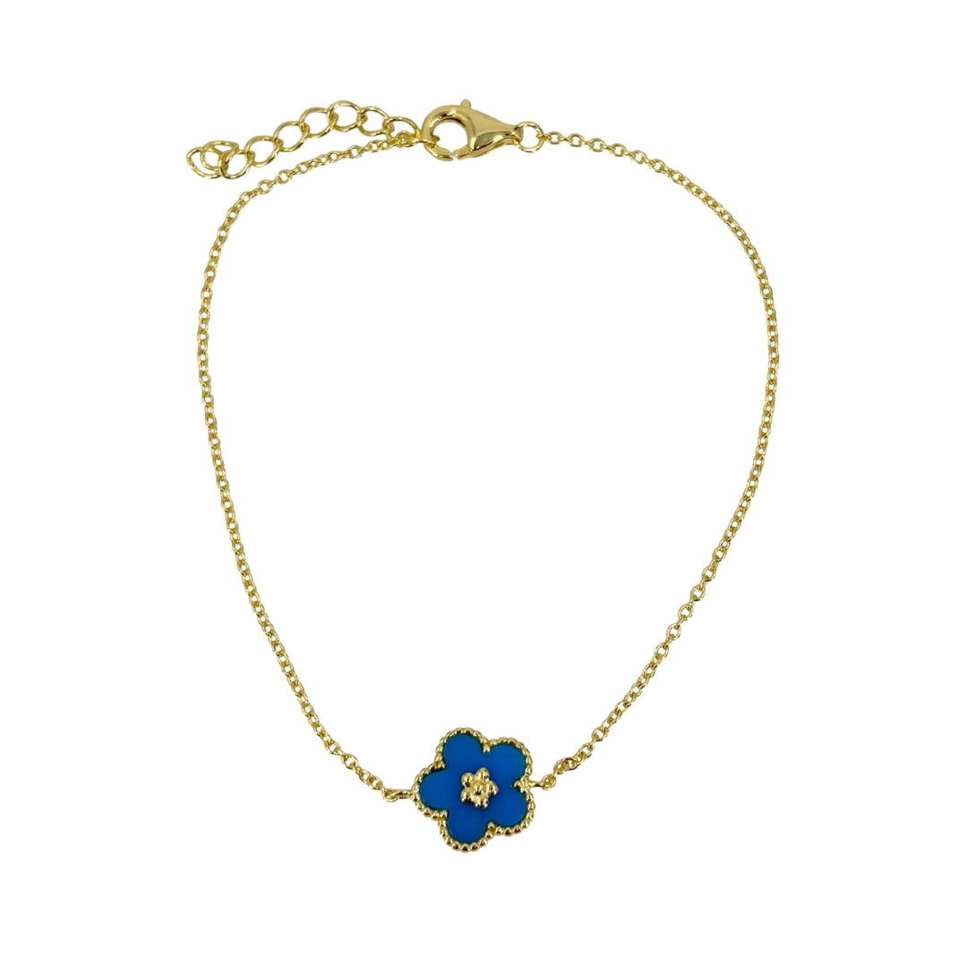 Yellow Sterling Silver Turquoise Quatrefoil Bracelet