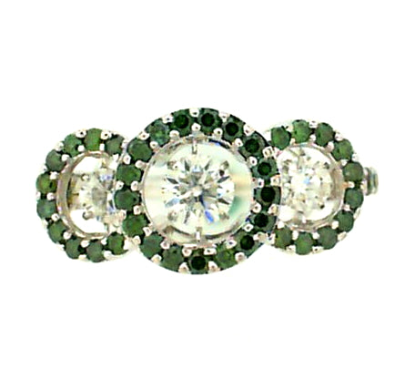 White Gold Green Diamond Ring