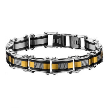 Stainless Steel Black and Gold Plated Reversible Bracelet