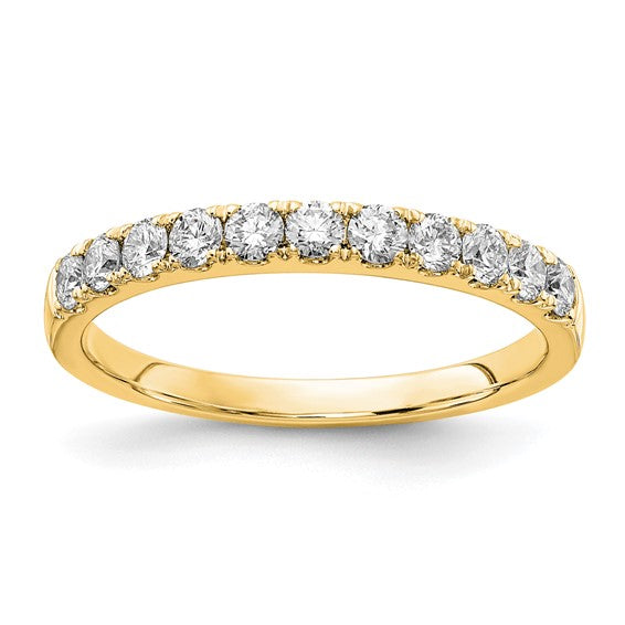 Yellow Gold French Set Lab Grown Diamond Wedding Band