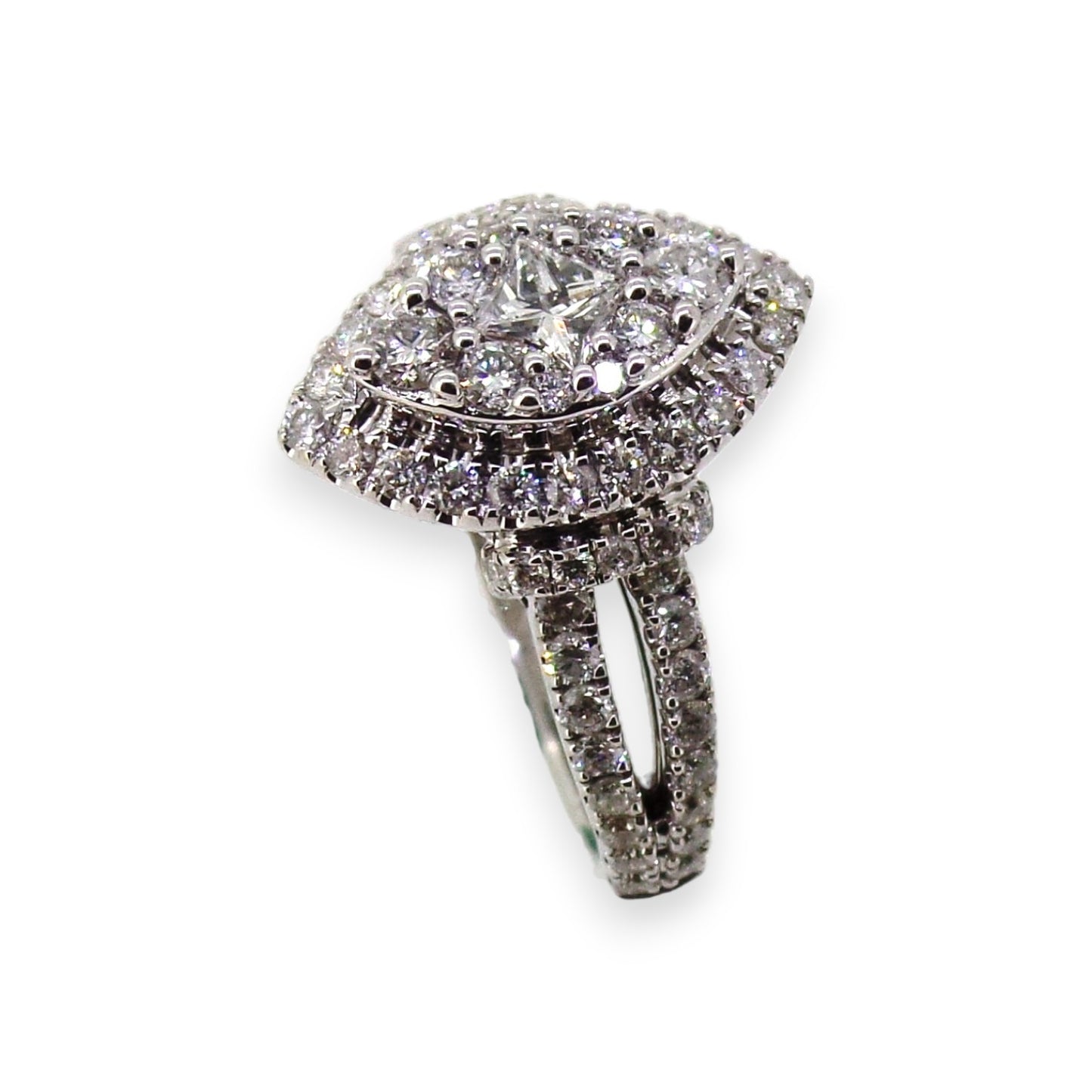 White Gold Marquise Diamond Cluster Ring