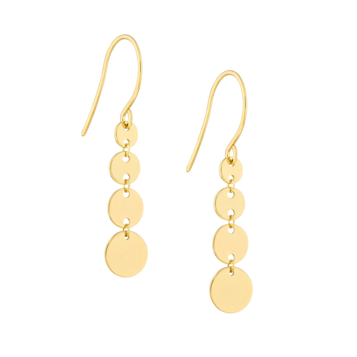 Yellow Gold Graduated Discs Earrings