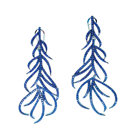 White Sterling Silver Blue Cz Ursula Earrings