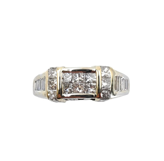 Two Tone Invisible and Channel Set Diamond Ring