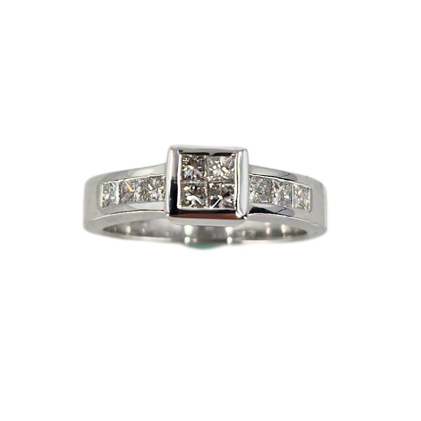 White Gold Princess Diamond Invisible Set Ring