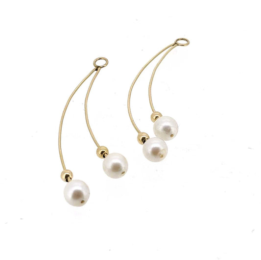 Vintage Yellow Gold Pearl Jacket Earrings