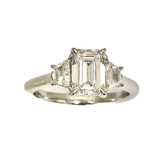 White Gold Three Stone Lab Grown Diamond Engagement Ring