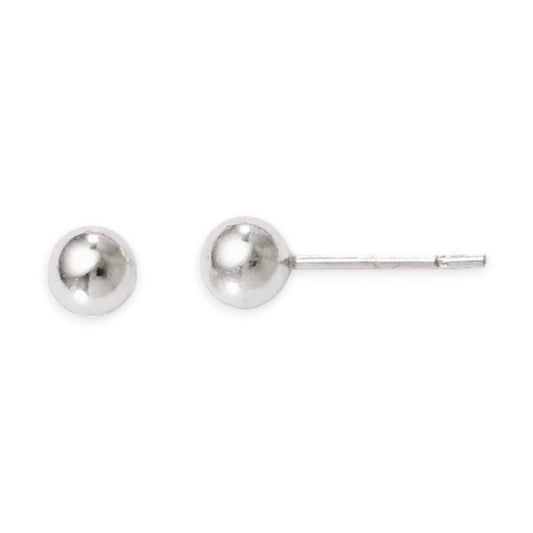 White Sterling Silver Round Stud Earrings