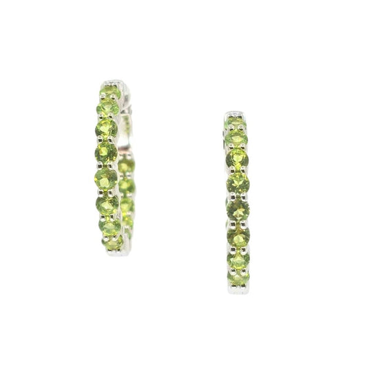 Sterling Silver Inside Out Peridot Hoops