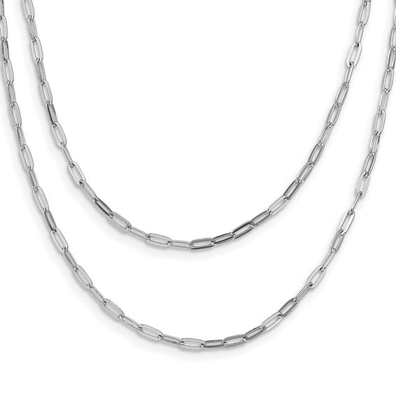 Sterling Silver Rhodium-Plated Multi-Strand Link Necklace