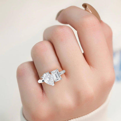 White Gold Two Stone Lab Grown Diamond Engagement Ring