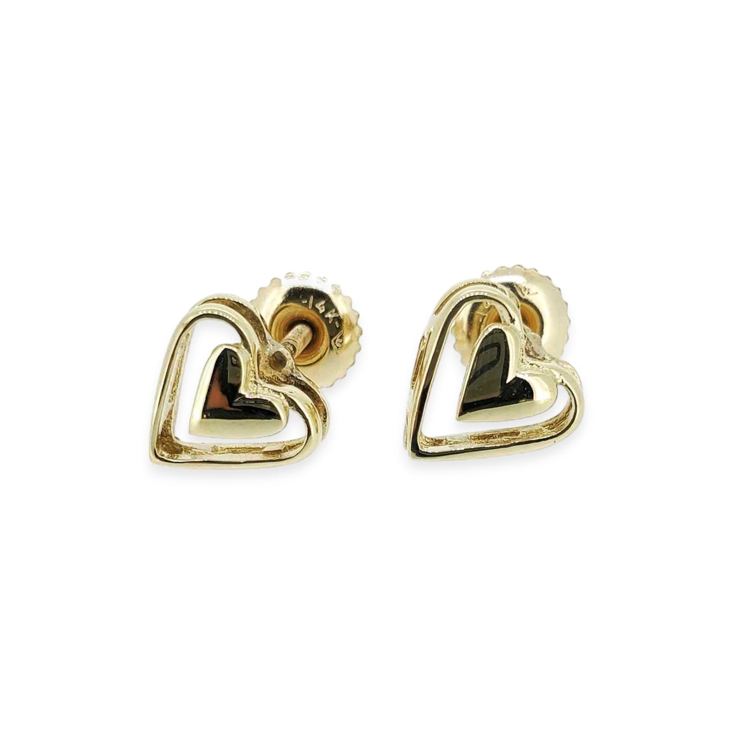 Yellow Gold Heart Earrings