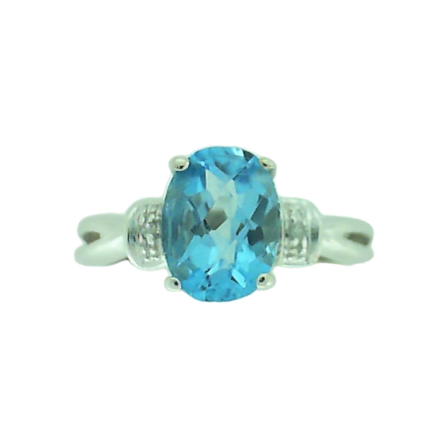 White Gold Blue Topaz Contemporary Ring