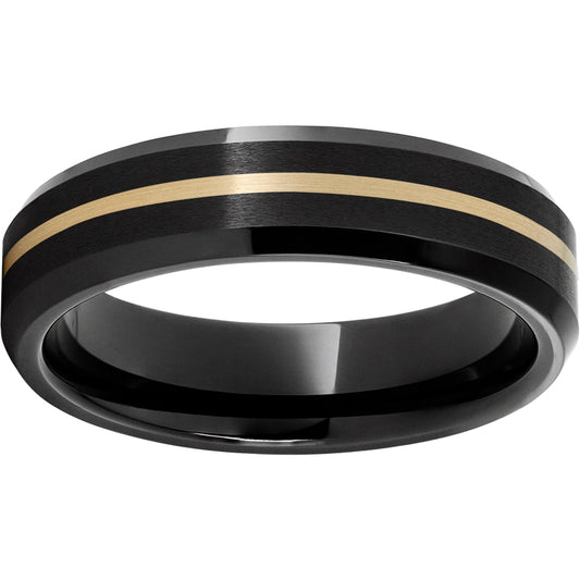 Ceramic and Yellow Gold Beveled Wedding Band