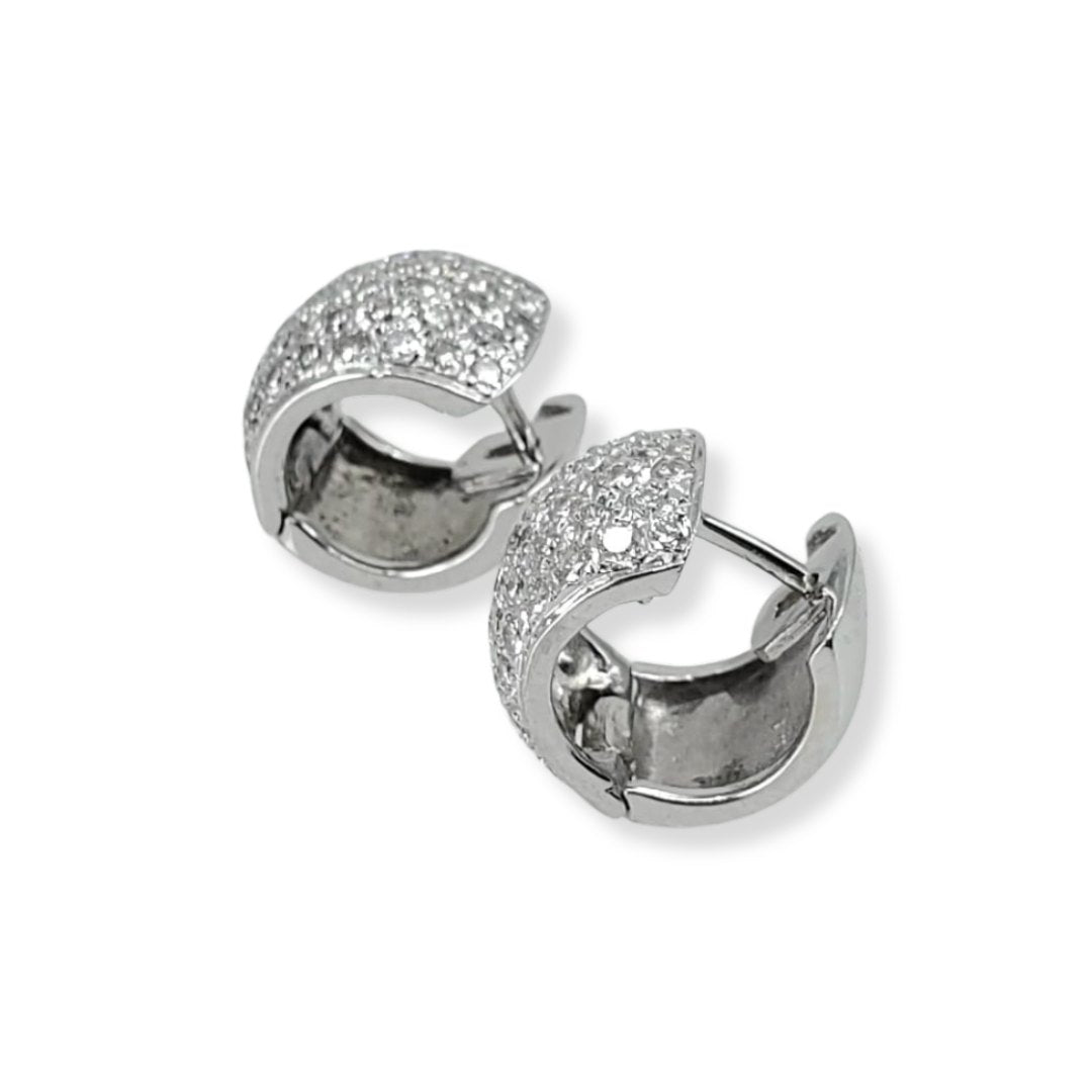 White Gold Round Diamond Huggy Earrings