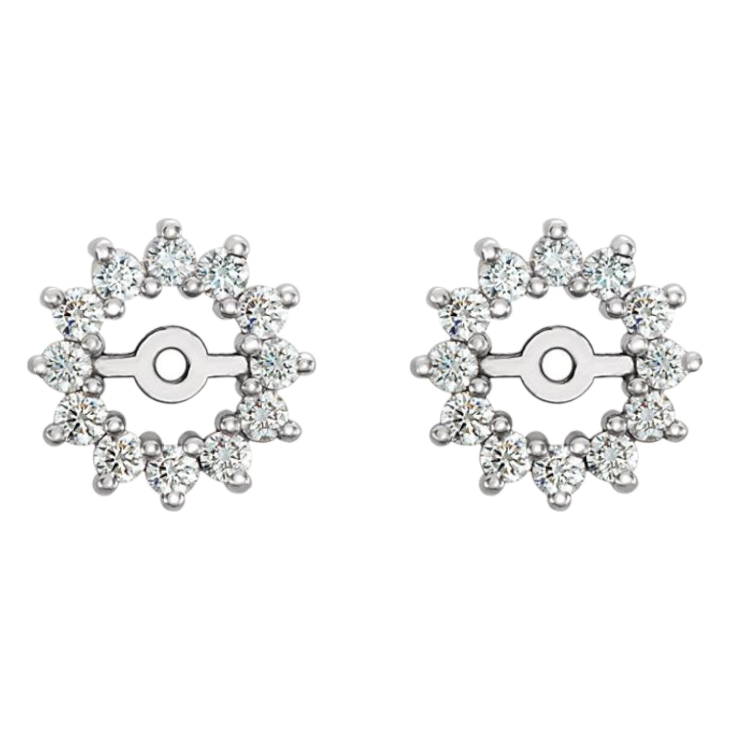 White gold earring jacket with a circle of round diamonds.