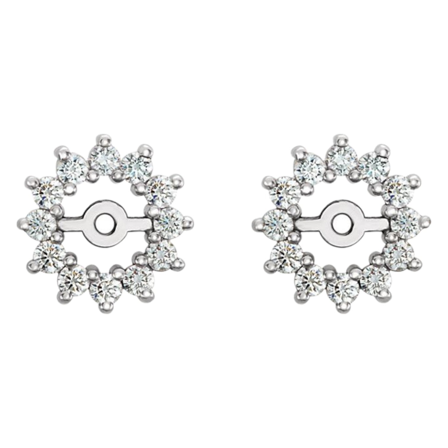 White gold earring jacket with a circle of round diamonds.