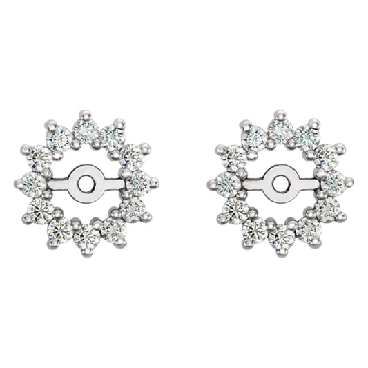 White gold earring jacket with a circle of round diamonds.
