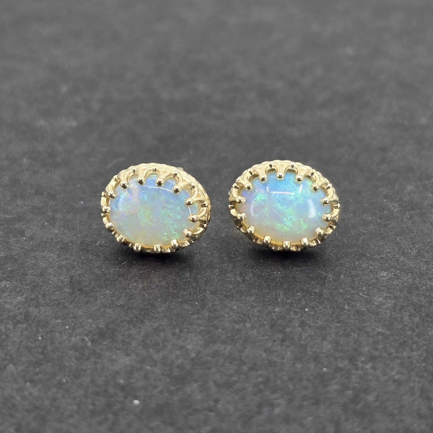 Yellow Gold Opal Stud Earrings