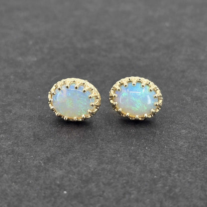 Yellow Gold Opal Stud Earrings