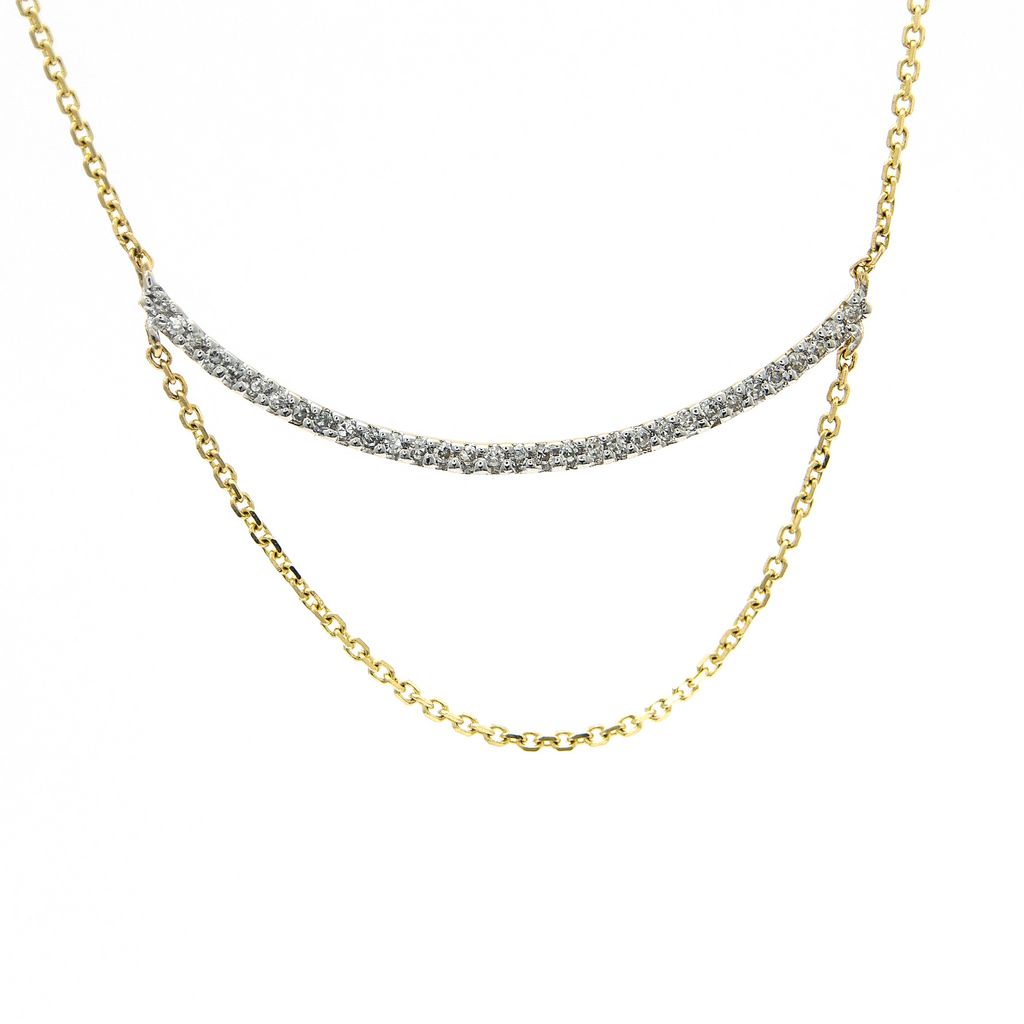 Yellow Gold Curved Bar Necklace