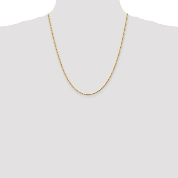 Yellow Gold 26 Inch Diamond Cut Rope Necklace