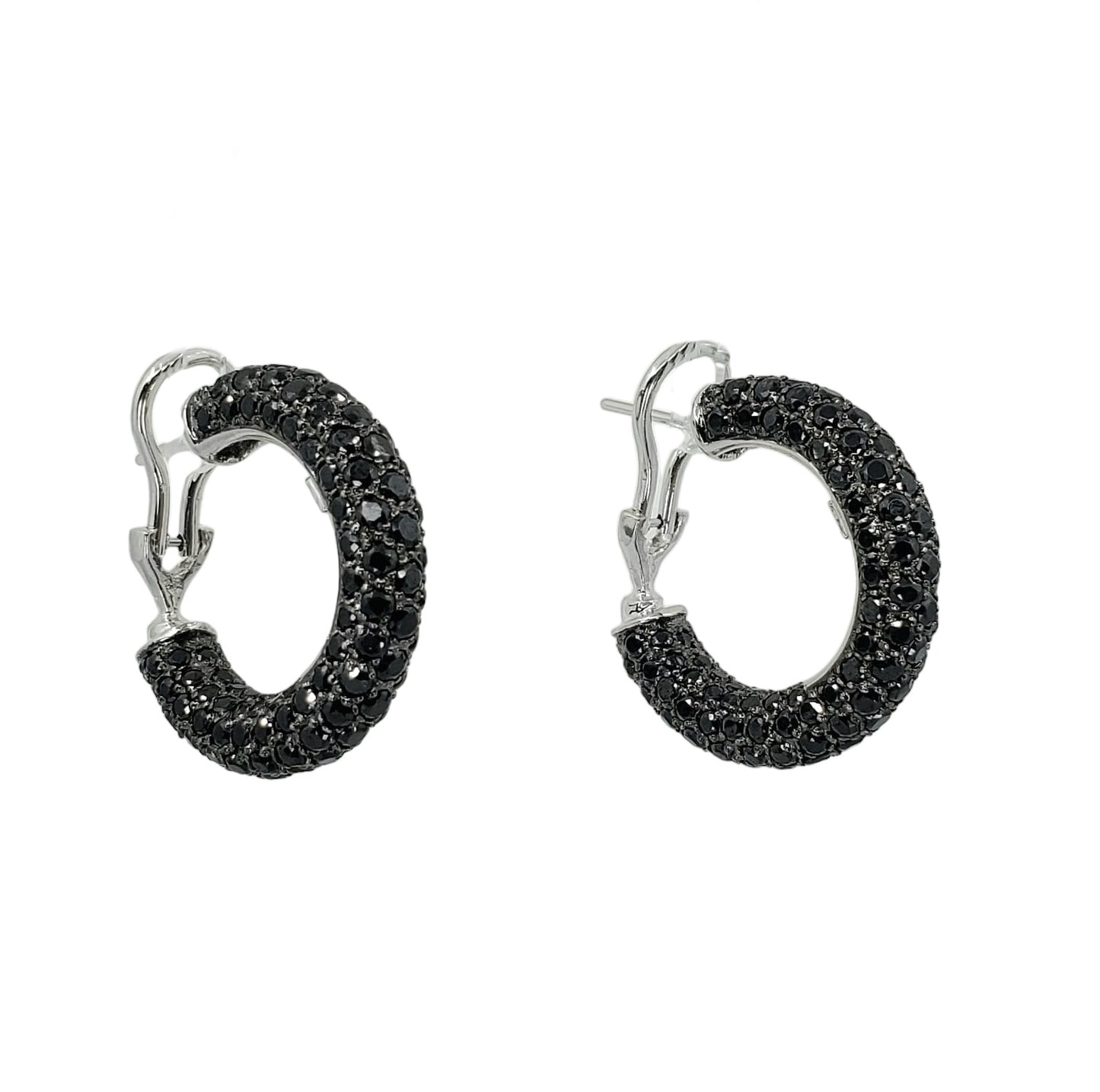 Vintage Black Diamond Inside-Out Pave Hoop Earrings