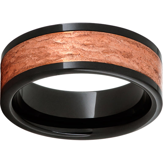 8MM Black Ceramic Copper Inlay Wedding Band