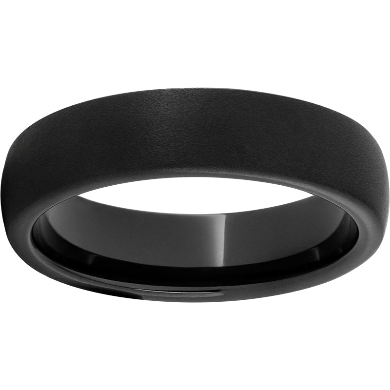 6MM Black Ceramic Sandblast Domed Wedding Band